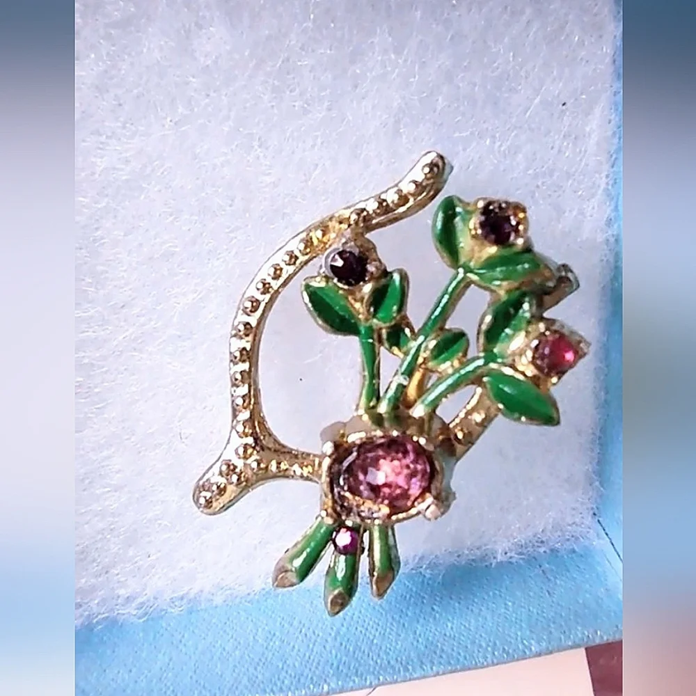 Vintage Wishbone & Flower Bouquet Brooch